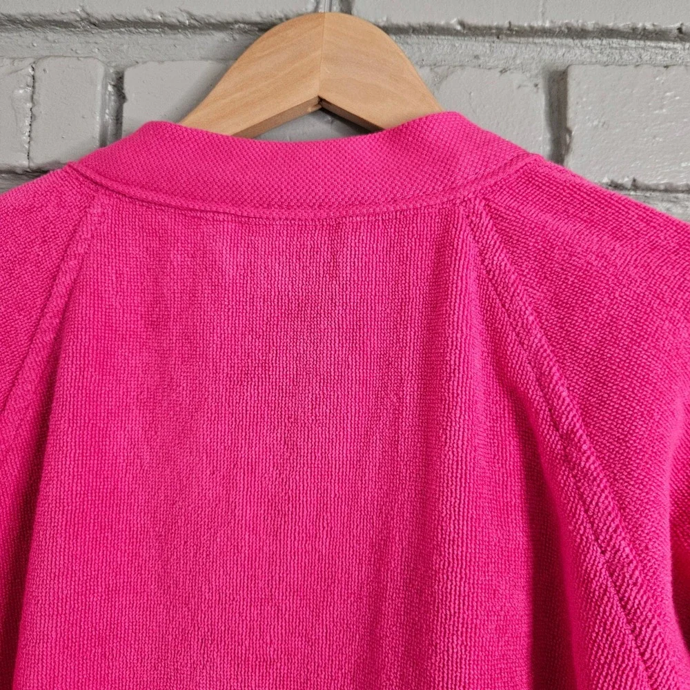 Lacoste Pink Cotton Terry Cloth Bathrobe Embroidered Logo Shawl Collar Robe - Picture 6 of 12
